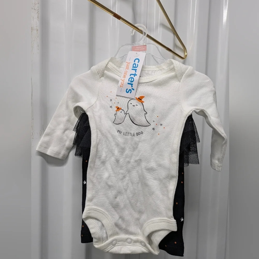 Carter's White and Black Ghost Bodysuit Set